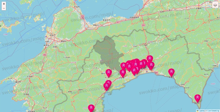 高知県のダイソー（DASIO）の店舗地図