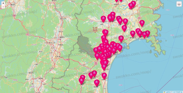 宮城県のダイソー（DASIO）の店舗地図