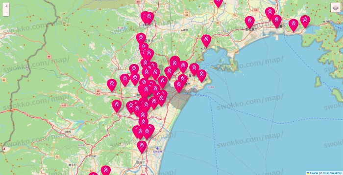 宮城県のダイソー（DASIO）の店舗地図