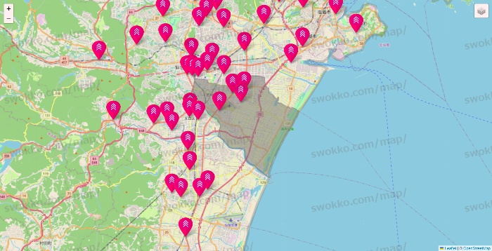 宮城県のダイソー（DASIO）の店舗地図