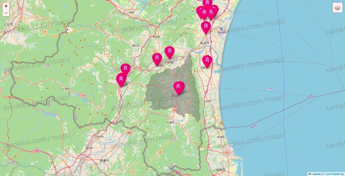 宮城県のダイソー（DASIO）の店舗地図