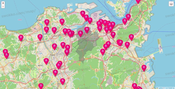 福岡県のダイソー（DASIO）の店舗地図