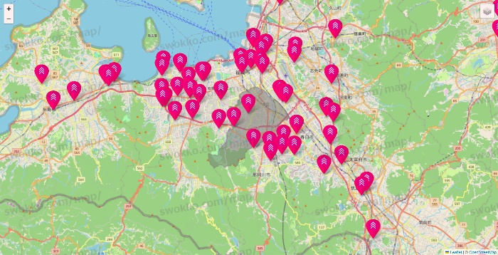 福岡県のダイソー（DASIO）の店舗地図