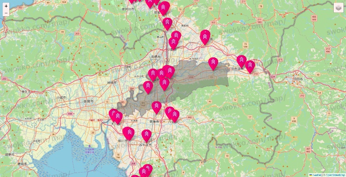 福岡県のダイソー（DASIO）の店舗地図