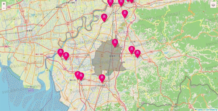 福岡県のダイソー（DASIO）の店舗地図