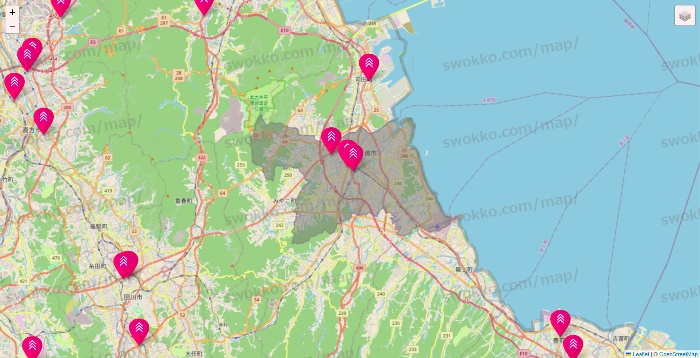 福岡県のダイソー（DASIO）の店舗地図