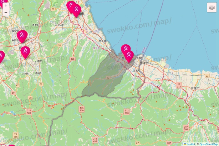 福岡県のダイソー（DASIO）の店舗地図