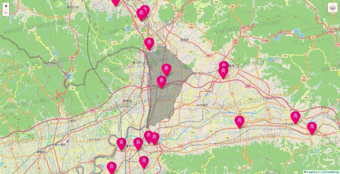 福岡県のダイソー（DASIO）の店舗地図
