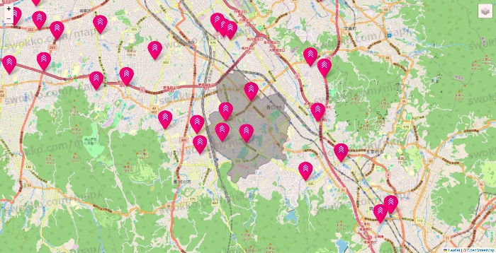 福岡県のダイソー（DASIO）の店舗地図