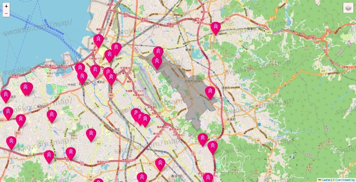福岡県のダイソー（DASIO）の店舗地図