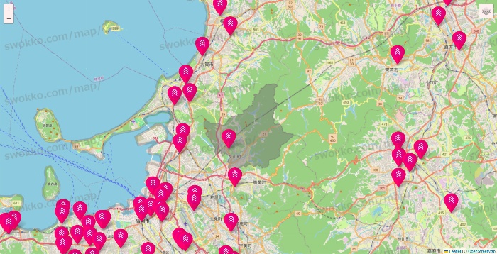 福岡県のダイソー（DASIO）の店舗地図