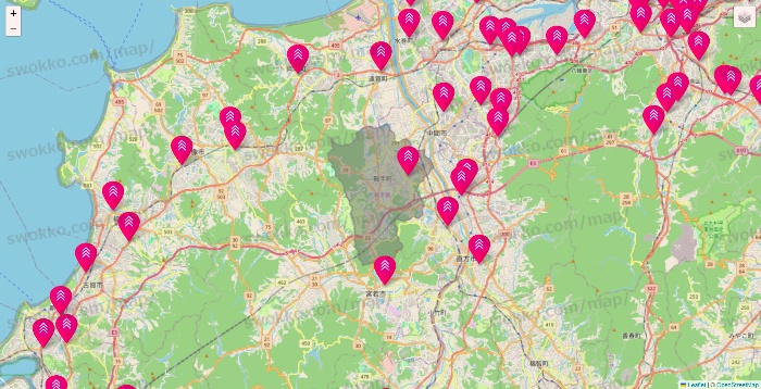 福岡県のダイソー（DASIO）の店舗地図