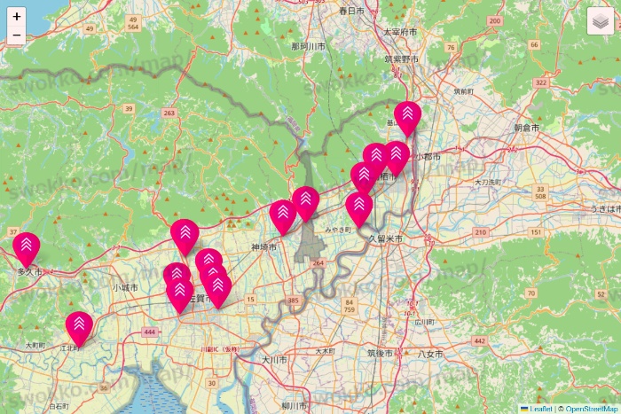 佐賀県のダイソー（DASIO）の店舗地図