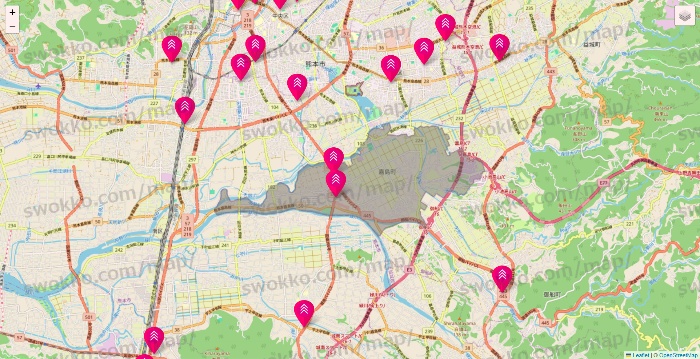 熊本県のダイソー（DASIO）の店舗地図