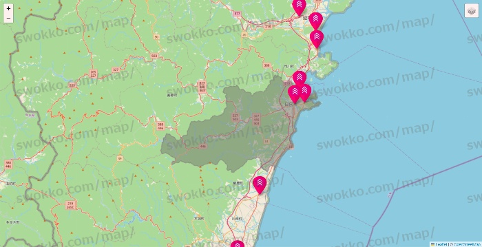 宮崎県のダイソー（DASIO）の店舗地図