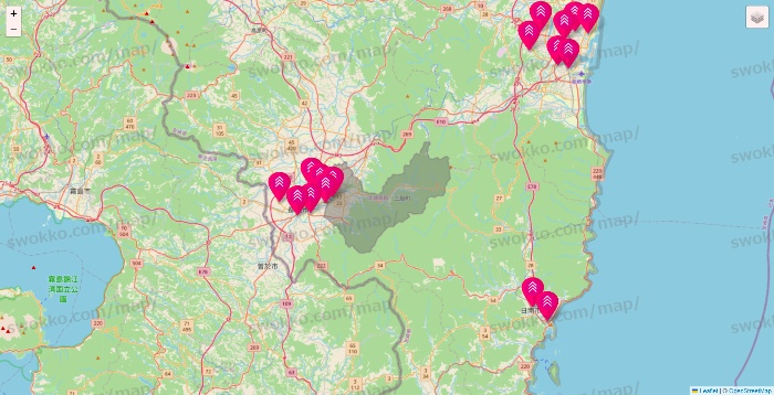 宮崎県のダイソー（DASIO）の店舗地図