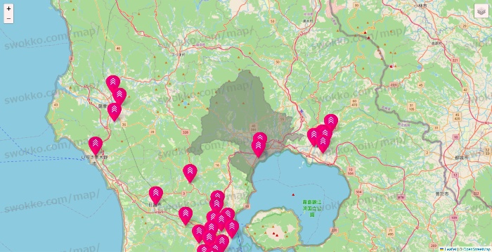 鹿児島県のダイソー（DASIO）の店舗地図