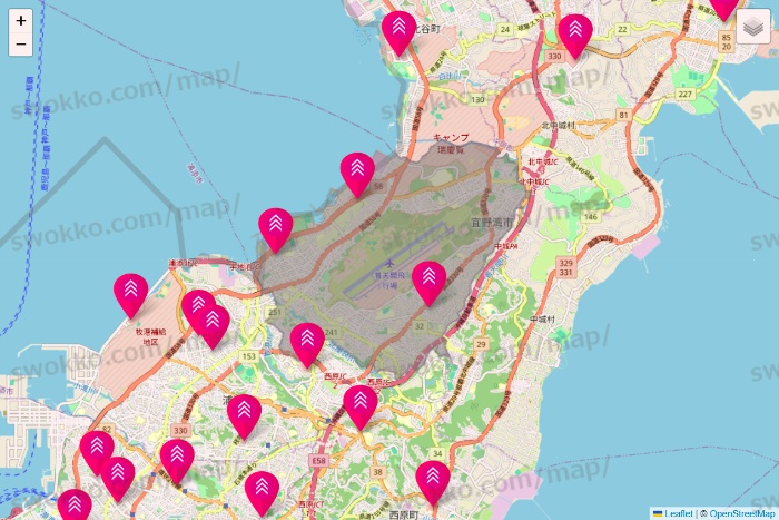 沖縄県のダイソー（DASIO）の店舗地図