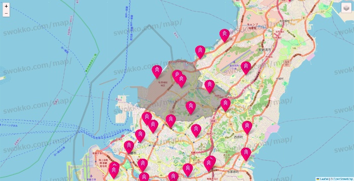 沖縄県のダイソー（DASIO）の店舗地図