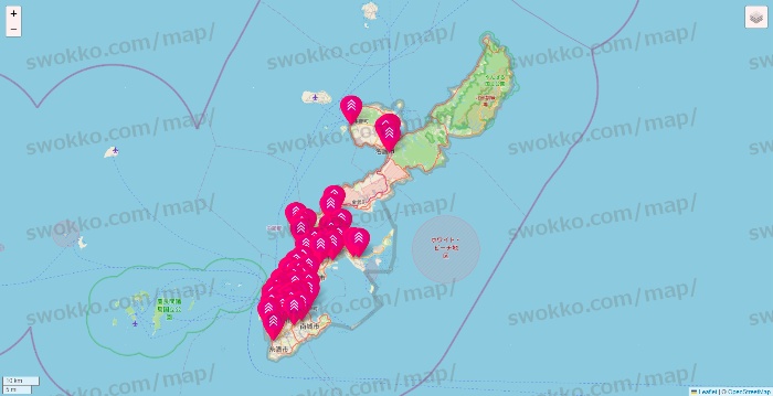 沖縄県のダイソー（DASIO）の店舗地図