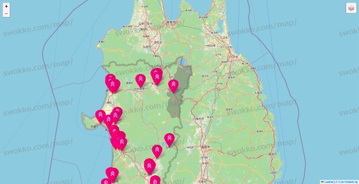 秋田県のダイソー（DASIO）の店舗地図