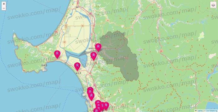 秋田県のダイソー（DASIO）の店舗地図