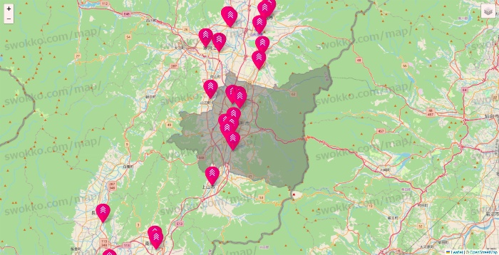 山形県のダイソー（DASIO）の店舗地図