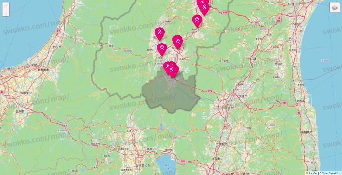 山形県のダイソー（DASIO）の店舗地図