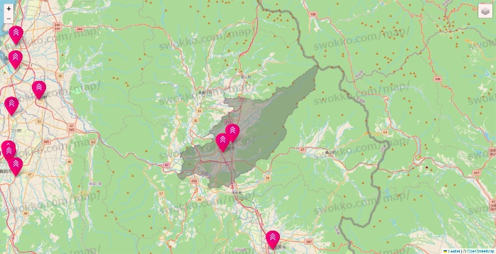 山形県のダイソー（DASIO）の店舗地図