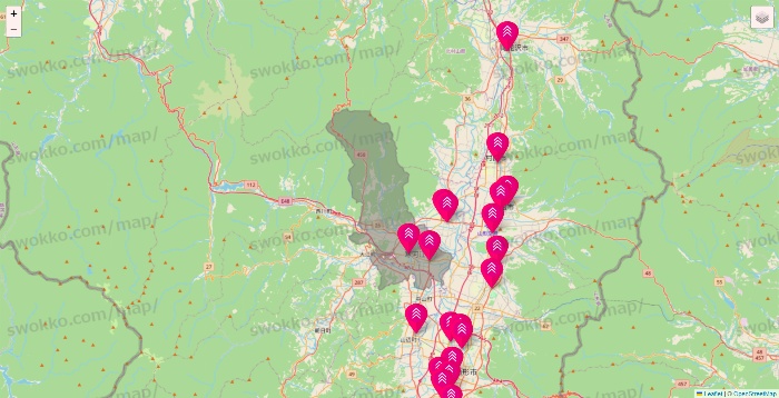 山形県のダイソー（DASIO）の店舗地図