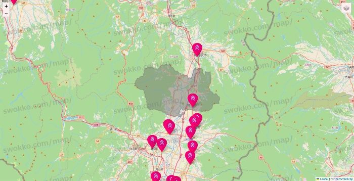 山形県のダイソー（DASIO）の店舗地図