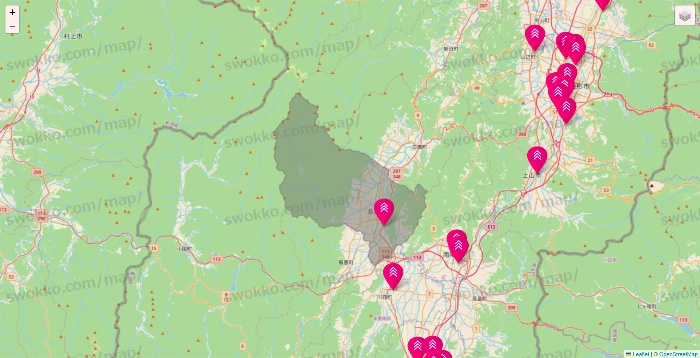 山形県のダイソー（DASIO）の店舗地図