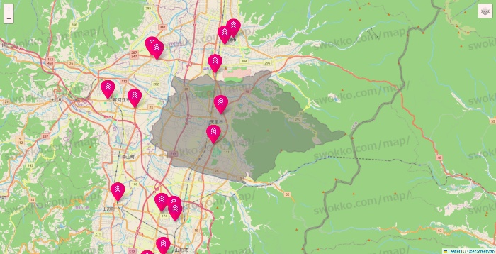 山形県のダイソー（DASIO）の店舗地図