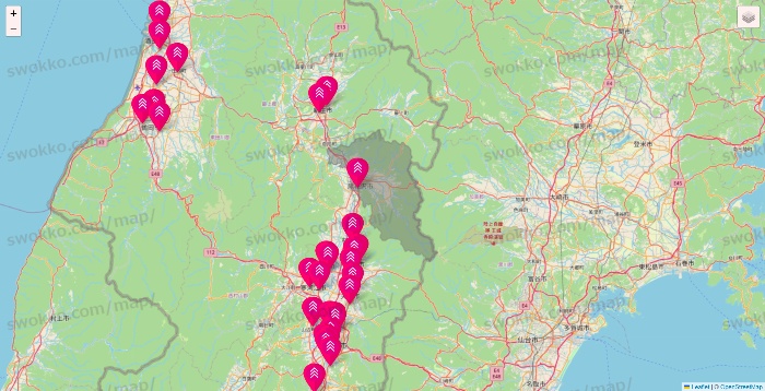 山形県のダイソー（DASIO）の店舗地図