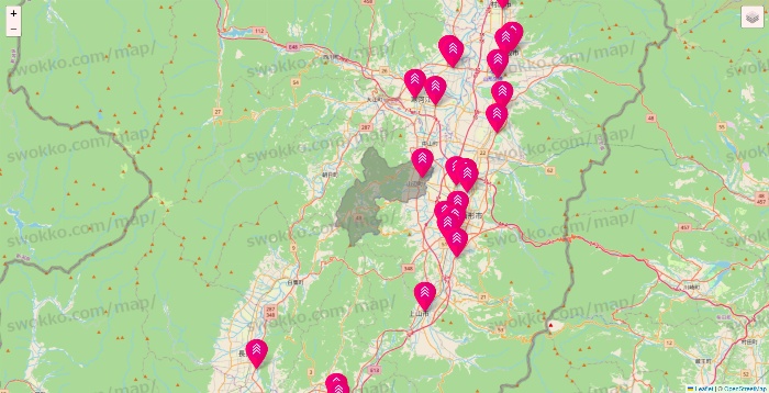 山形県のダイソー（DASIO）の店舗地図