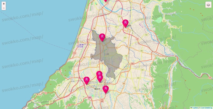 山形県のダイソー（DASIO）の店舗地図