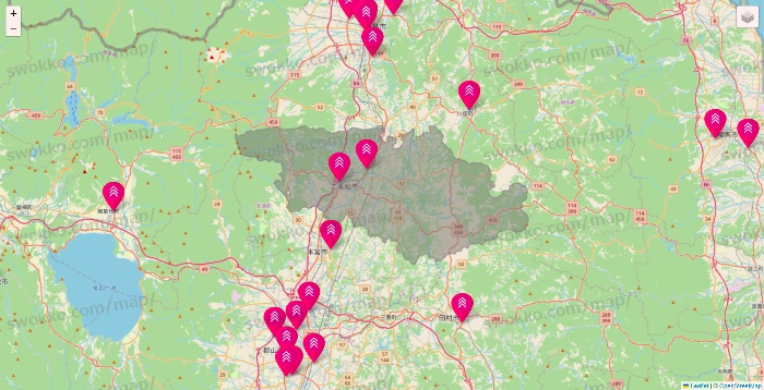 福島県のダイソー（DASIO）の店舗地図