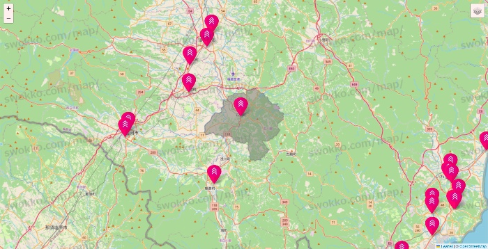 福島県のダイソー（DASIO）の店舗地図