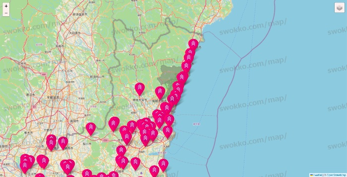 茨城県のダイソー（DASIO）の店舗地図