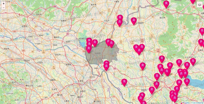 茨城県のダイソー（DASIO）の店舗地図