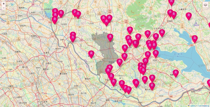 茨城県のダイソー（DASIO）の店舗地図