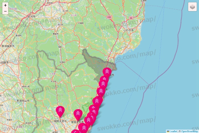 茨城県のダイソー（DASIO）の店舗地図