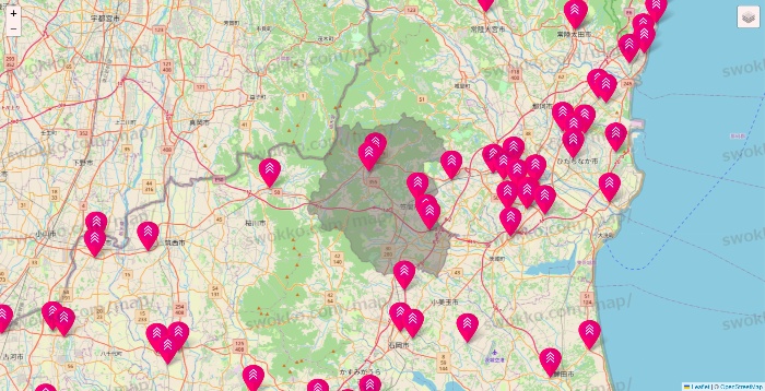 茨城県のダイソー（DASIO）の店舗地図