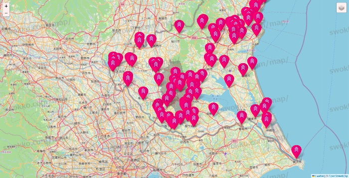 茨城県のダイソー（DASIO）の店舗地図