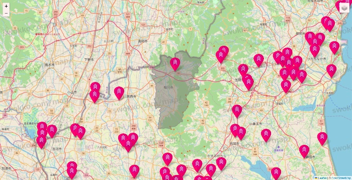 茨城県のダイソー（DASIO）の店舗地図
