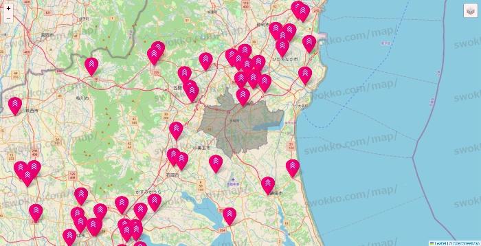 茨城県のダイソー（DASIO）の店舗地図