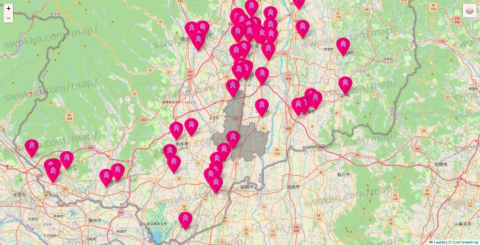 栃木県のダイソー（DASIO）の店舗地図