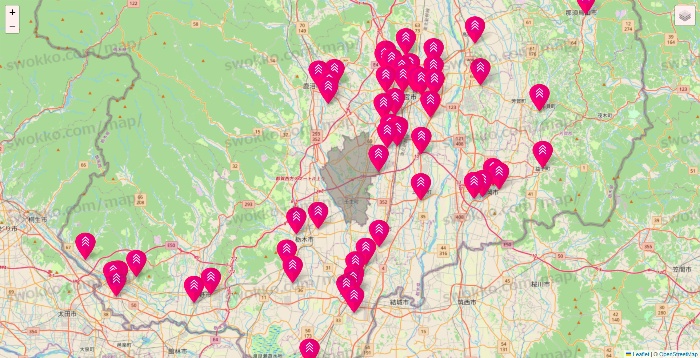 栃木県のダイソー（DASIO）の店舗地図