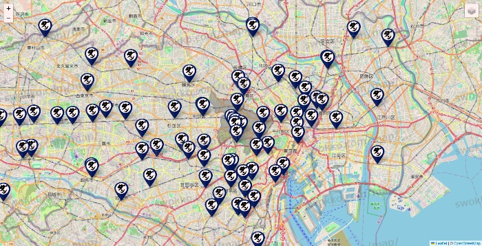 東京都の肉汁餃子のダンダダンの店舗地図