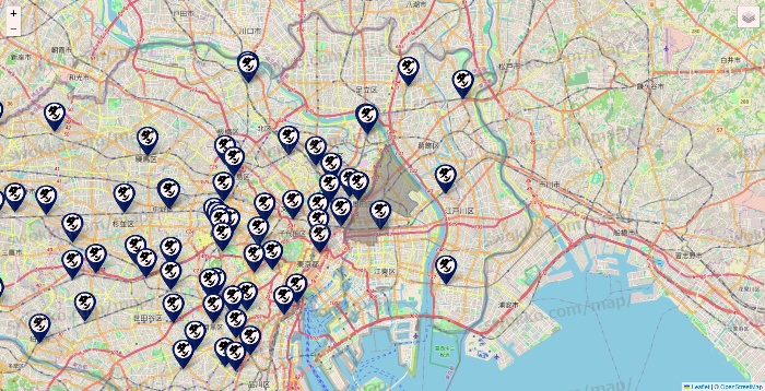 東京都の肉汁餃子のダンダダンの店舗地図